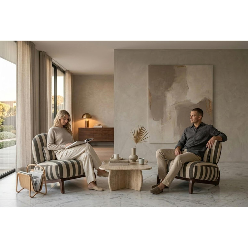 Méridienne Mid-Century moderne avec base traîneau, Ivoire/gris anthracite