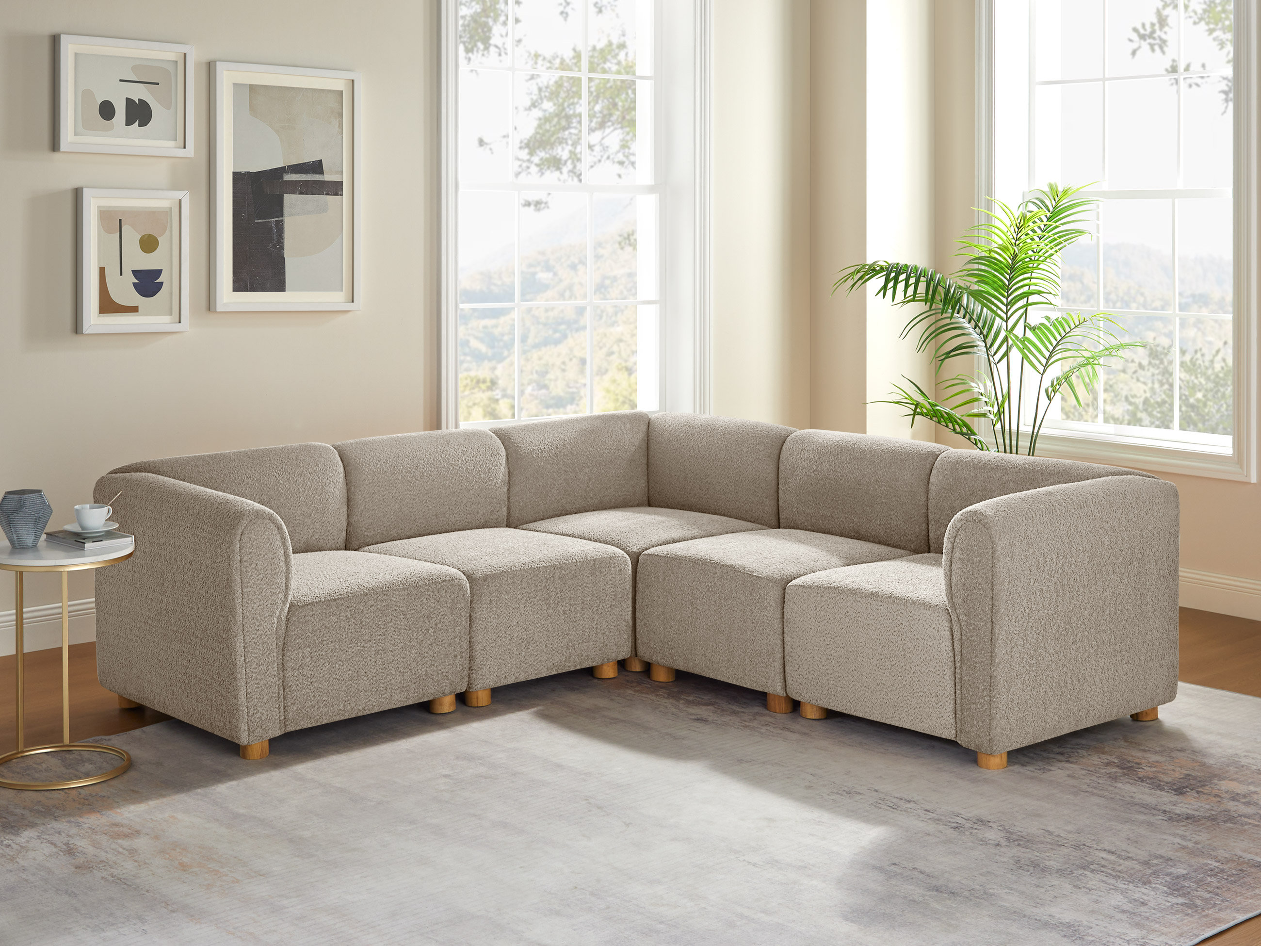 Latitude Run® 5-Piece L-Shaped Modular Couch Upholstered Corner
