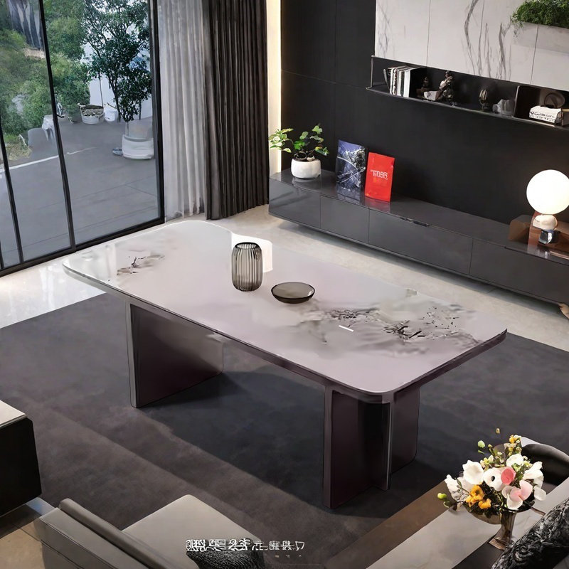 Table de salle à manger moderne petit appartement simple, H 29,5 po x L 78,7 po x l 35,4 po, Blanc