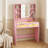 35.5" Pink Vanity Desk With Lights And Mirror, Small Makeup Station With Acrylic Drawers-1893226224