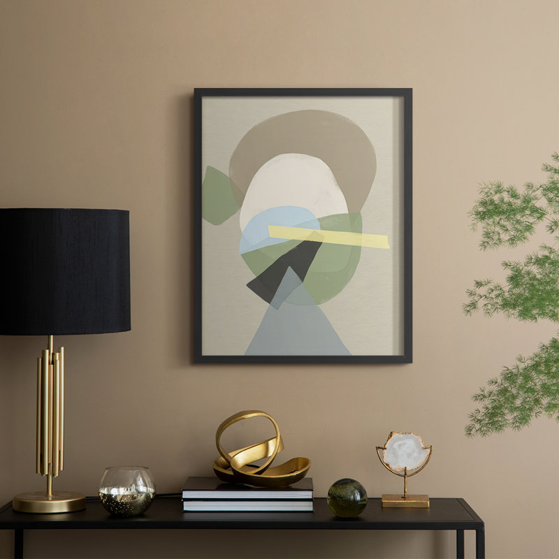 Mod Shape Stack II Framed Print - Solid Wood, 30" H x 24" W, Black Framed