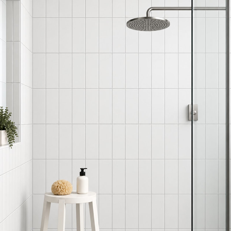 Color Beat Satin 4" W x 8" L Ceramic Subway Tile, Sugar