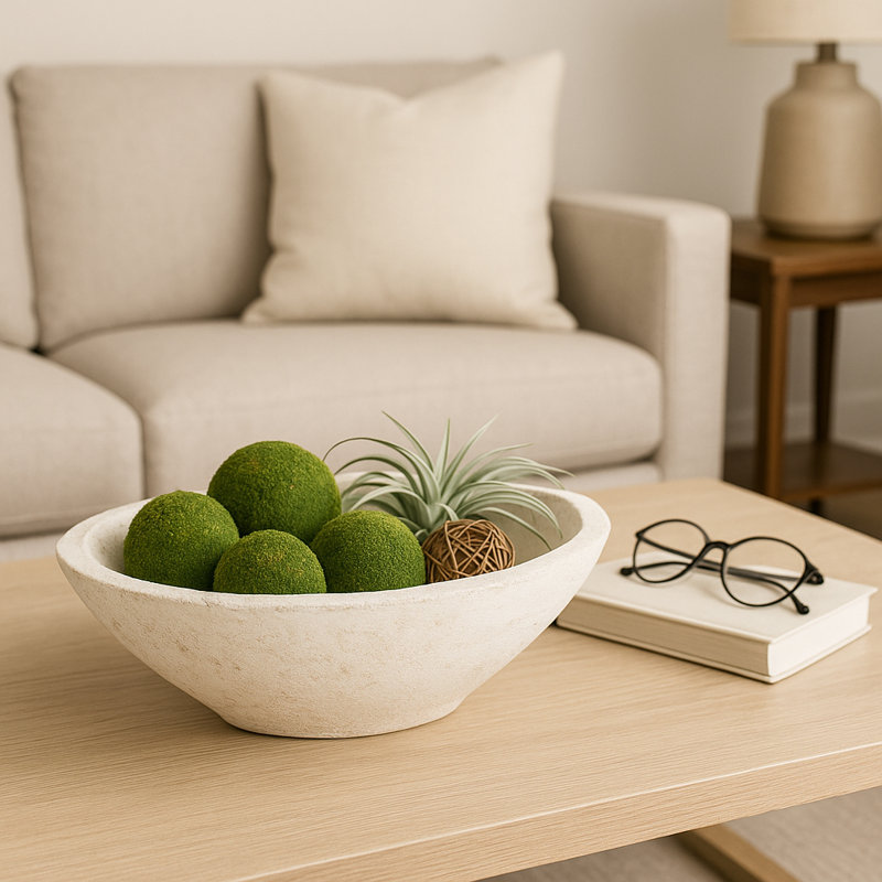 Bol décoratif moderne en terre cuite effilé pour décoration intérieure - Bol décoratif texturé élégant pour console ou comptoir de cuisine - 10 po