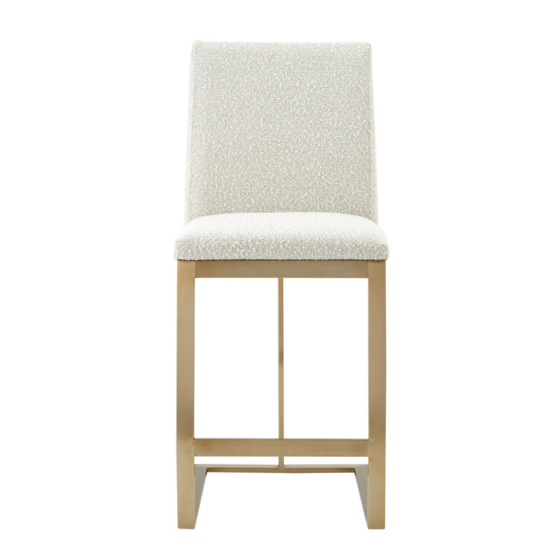 Chrishelle Frankie - Modern Off-white Fabric + Antique Brass Counter Chair