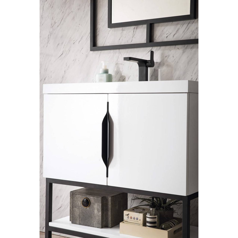 Columbia 31.5'' W Single Vanity, Ash Gray, Matte Black