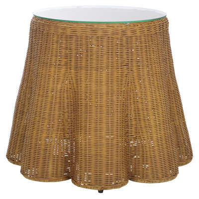 Cledus Round Rattan Accent Table