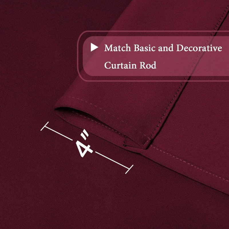 Kitchen Tie Up Curtain Thermal Insulated Tie Up Window Blind for Small Window Rod Pocket Panel, Burgundy
