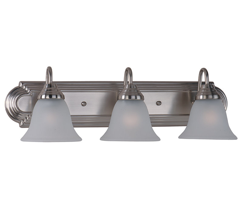 Vincente 3 - Light Dimmable Vanity Light, Frosted Glass/Satin Nickel