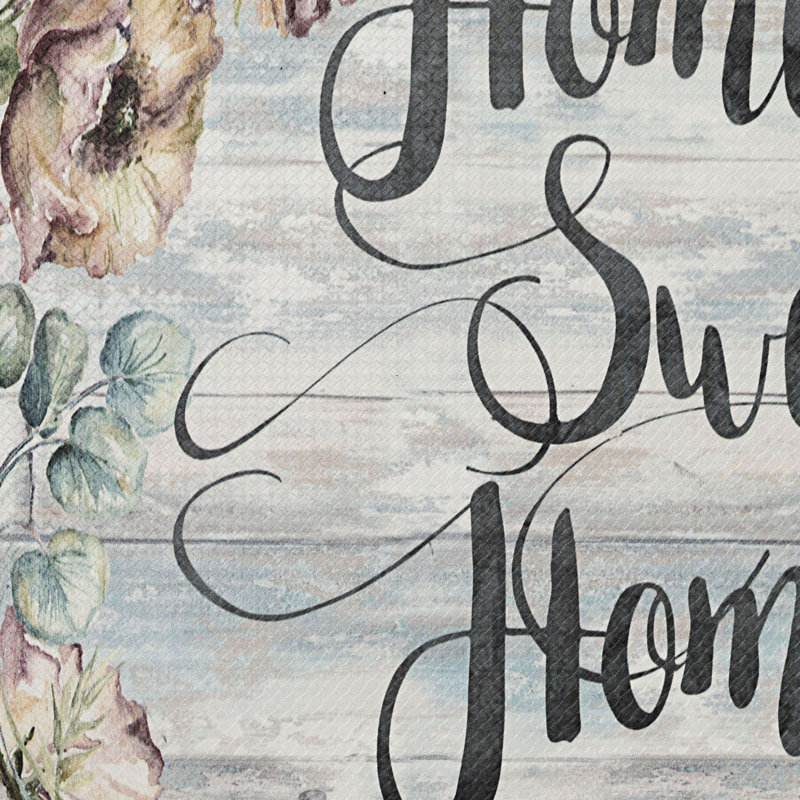Grey Blue Floral Anti-Fatigue Kitchen Mat, 20"x36"