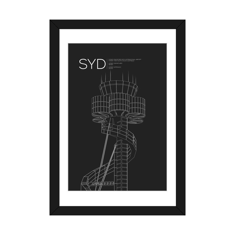 « syd, aéroport international sydney » par 08, reproduction d’impression sur toile, H 24 po x l 16 po x P 1 po, Blanc