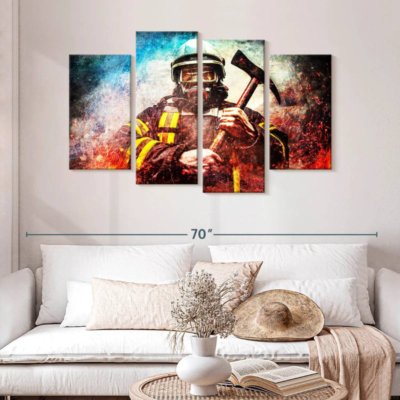Lelar Masked Firefighter, 32" H x 52" W