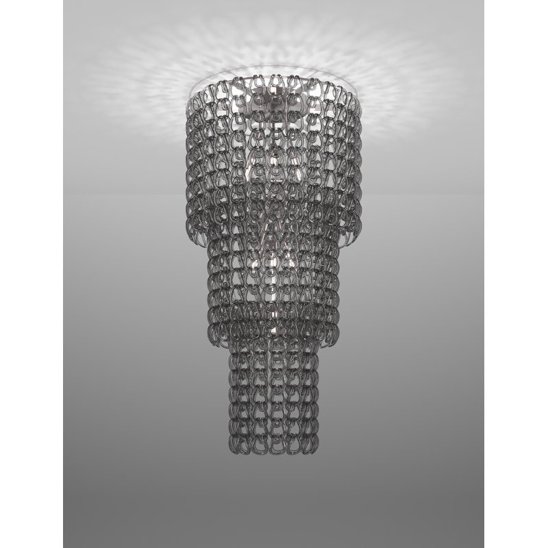 Giogali Ceiling Lamp Ca3 White Glossy Chrome E26 Ul, Glossy Chrome, Crystal Smoky
