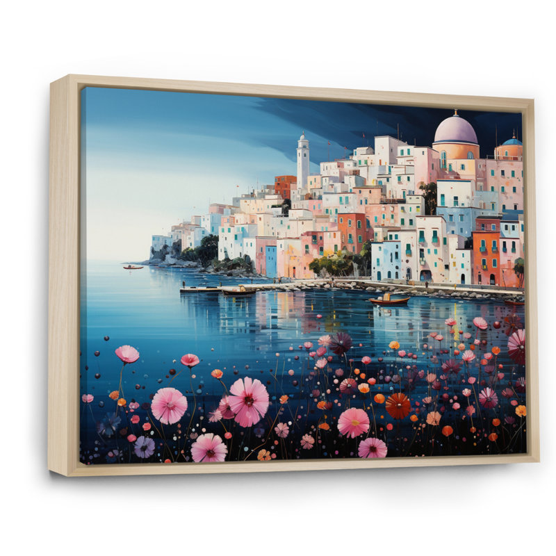 Pink Italy Capri Dreams - Affiches décoratives d'Italie, H 12 po x l 20 po x P 1 po, Cadre naturel flottant
