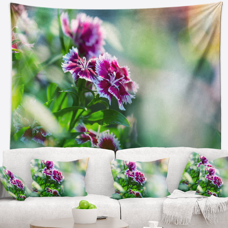 Tapisserie d’arrière-plan floral fleurs rose, H 68 po x l 80 po