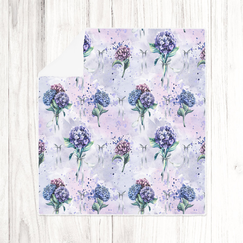 Jeté , L 51 po x L 60 po, Bleu / mauve, Floral / abstrait