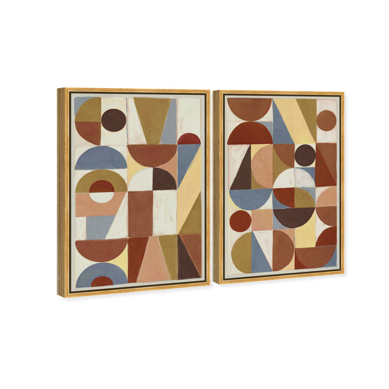 Tiled Set Set by Oliver Gal, 50"H x 34"W, Gold Floater Frame