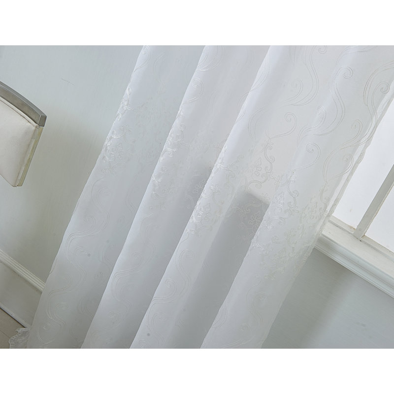 Panneau de rideau simple semi-diaphane avec passe-tringle Colbert, Blanc