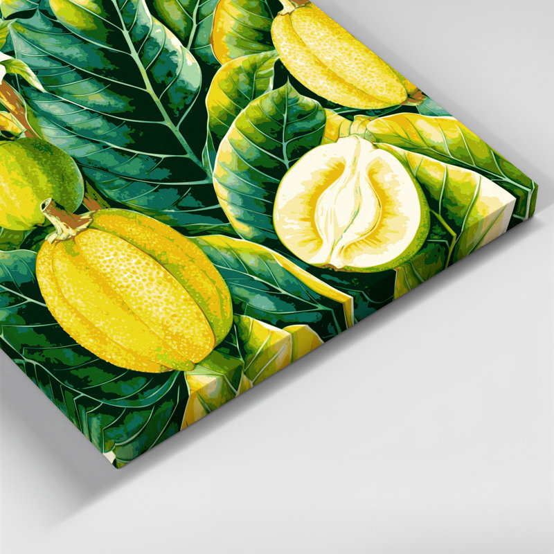 Art mural sur toile hawaïen, fruit à pain brun, H 12 po x l 12 po