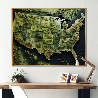 USA Map Eco Expanse - USA Map Canvas Art Print