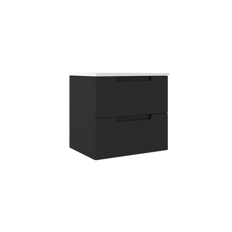 Coda 24" Two Drawer Wall-Mounted Vanity - Matte Black, Matte Black