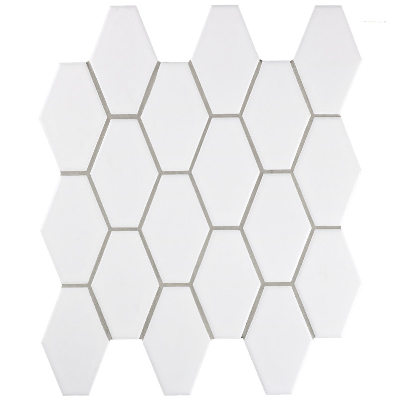 Perfection 2.36" X 3.74" Porcelain Elongated Hexagon Mosaic Wall & Floor Tile, White