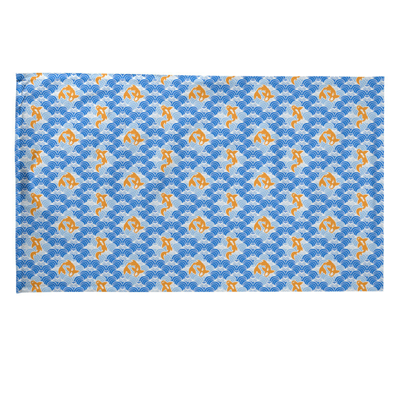 Serviette à thé ondulations koi fish Mcguigan, Sergé de coton, Bleu