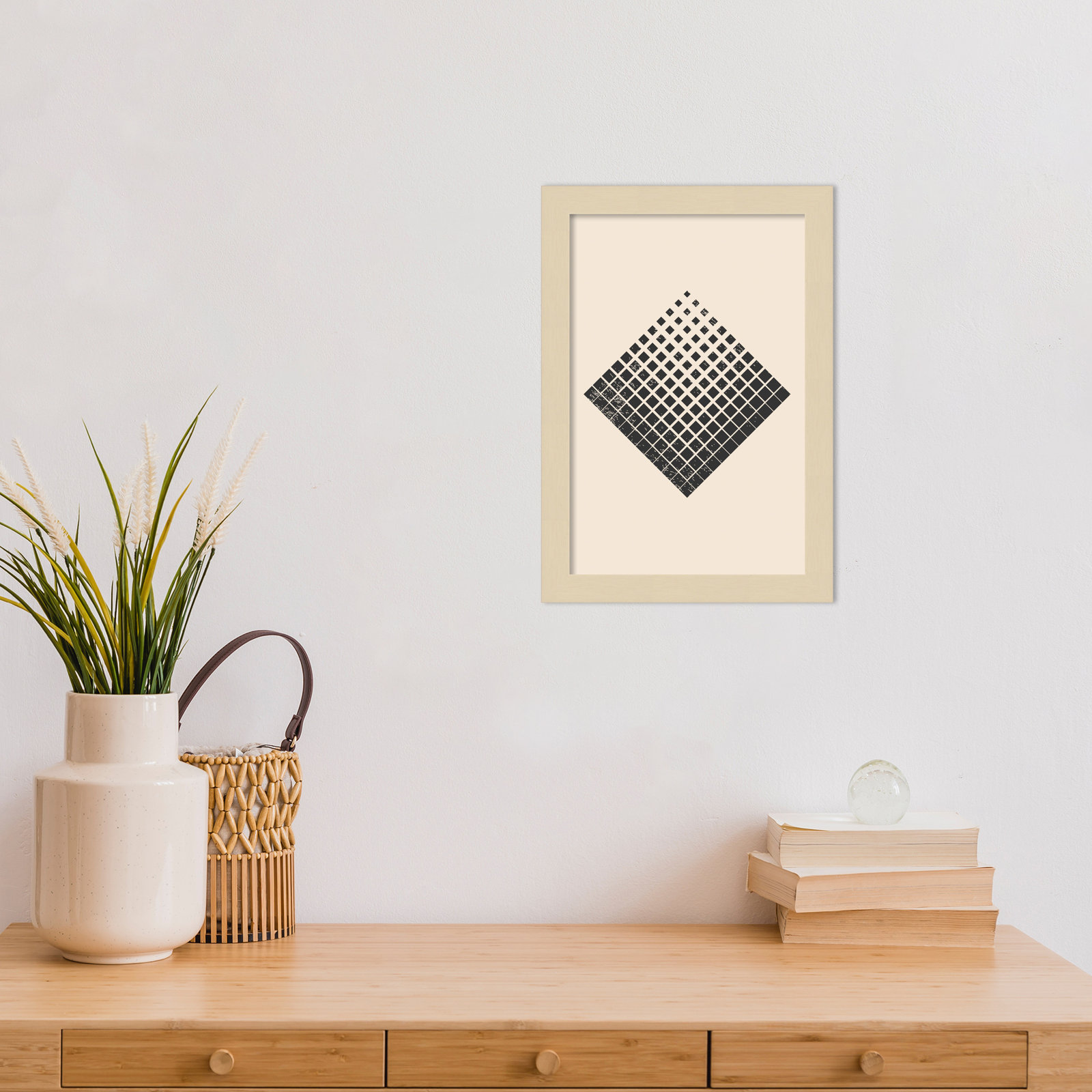 Minimal Halftone Shapes No. 3 Print, 13" H x 9" W x 1" D, Brown
