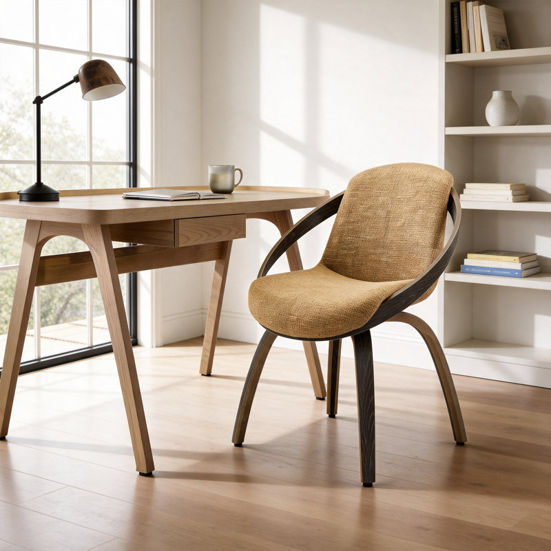 Chaise de bureau pivotante rembourrée 360 degrés, Jaune