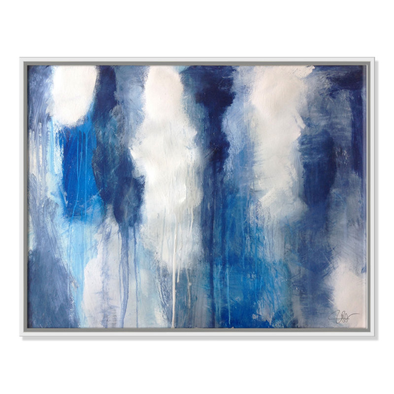 «In The Clouds», peinture sur toile à cadre flottant, H 22 po x l 28 po x P 2 po, Cadre blanc