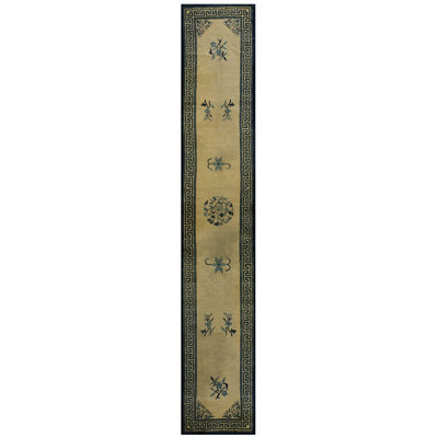 Antique Peking Hallway Runner Wool Beige, Blue Rug