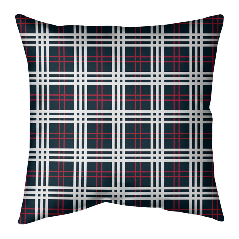 Housse et insert de coussin carré d'extérieur R-St Louis Football, 26 po x 26 po, Bleu acier foncé / rouge bataille / blanc
