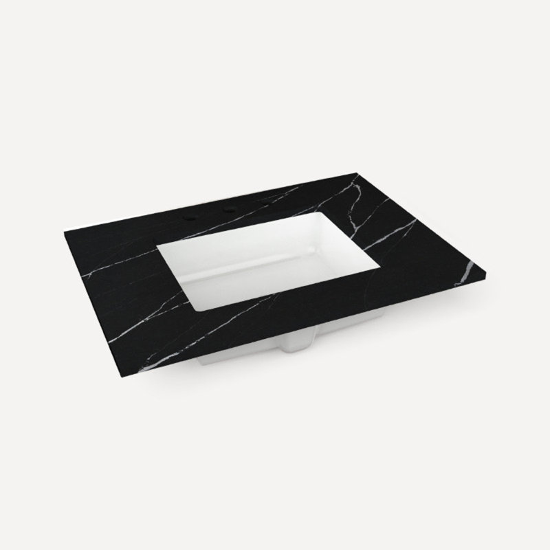 Dessus de meuble-lavabo en pierre de quartz, Marquina éternelle