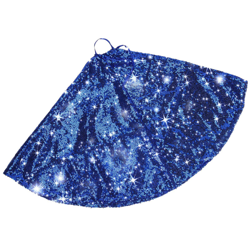 Royal Blue Sequin Velvet Christmas Tree Skirt, 36 Inch
