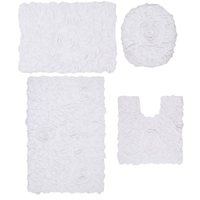Orobosa Collection 100% Cotton Tufted Machine Washable Bath Rugs (Set of 4)