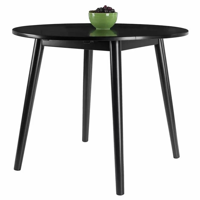 Conell 36" Round Drop Leaf Table Black Finish