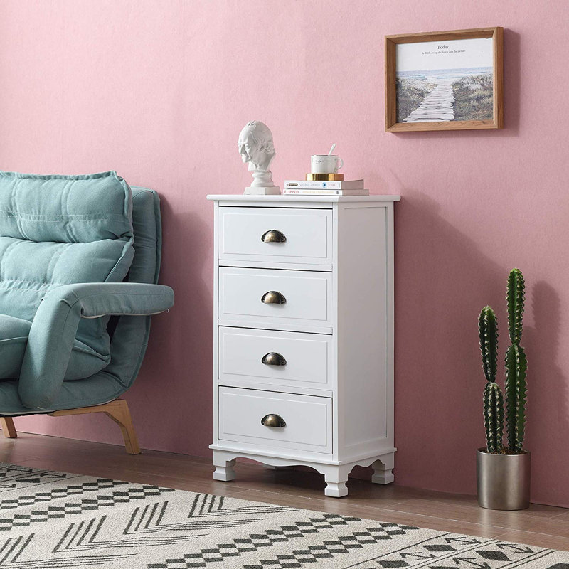 Stockport Solid Wood 45 cm W Chest of 4 Drawers, White