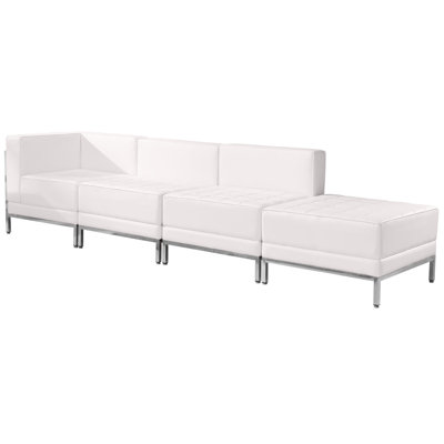 Hercules LeatherSoft 4 Piece Modular Chair & Ottoman Set w/Taut Back & Seat