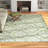 Arieah Damask Handmade Tufted Wool Green/White Area Rug-1422635398
