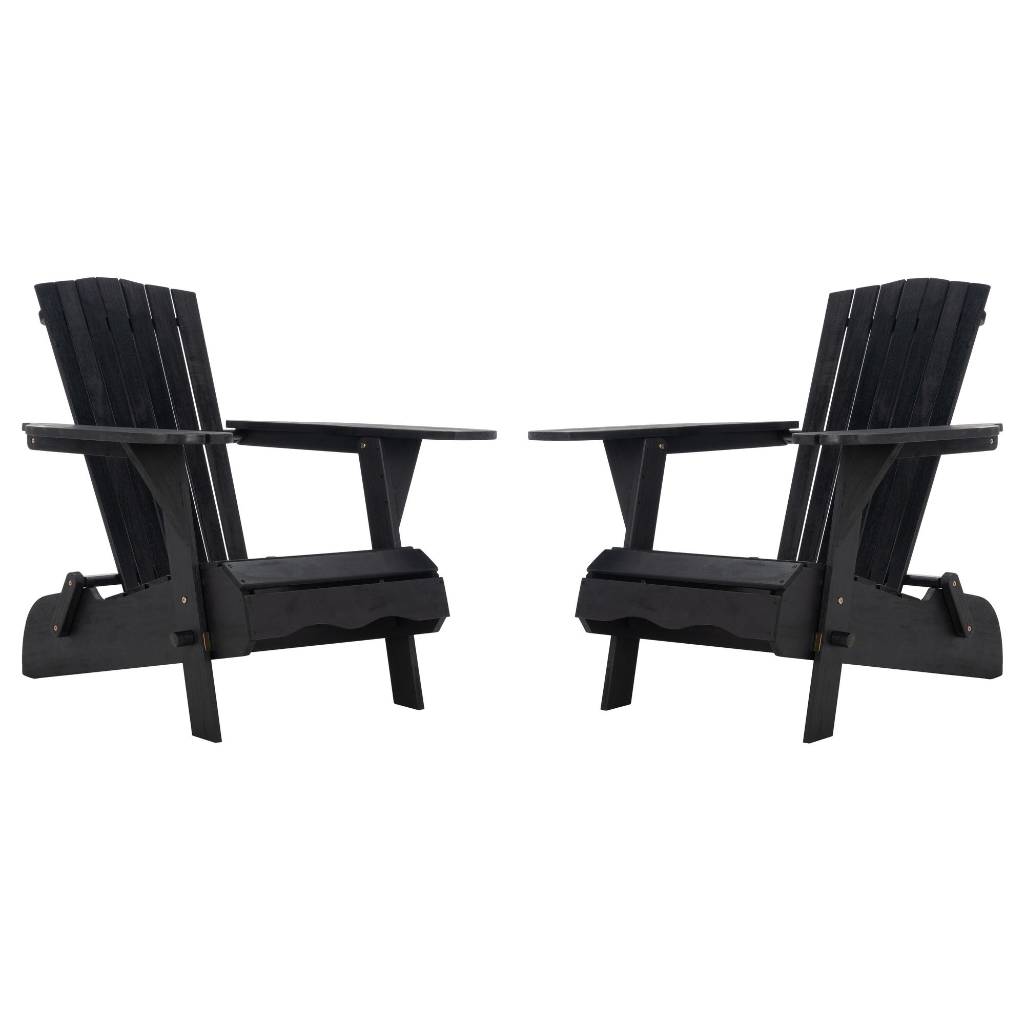 Boonville Eucalyptus Outdoor Adirondack Set, Black