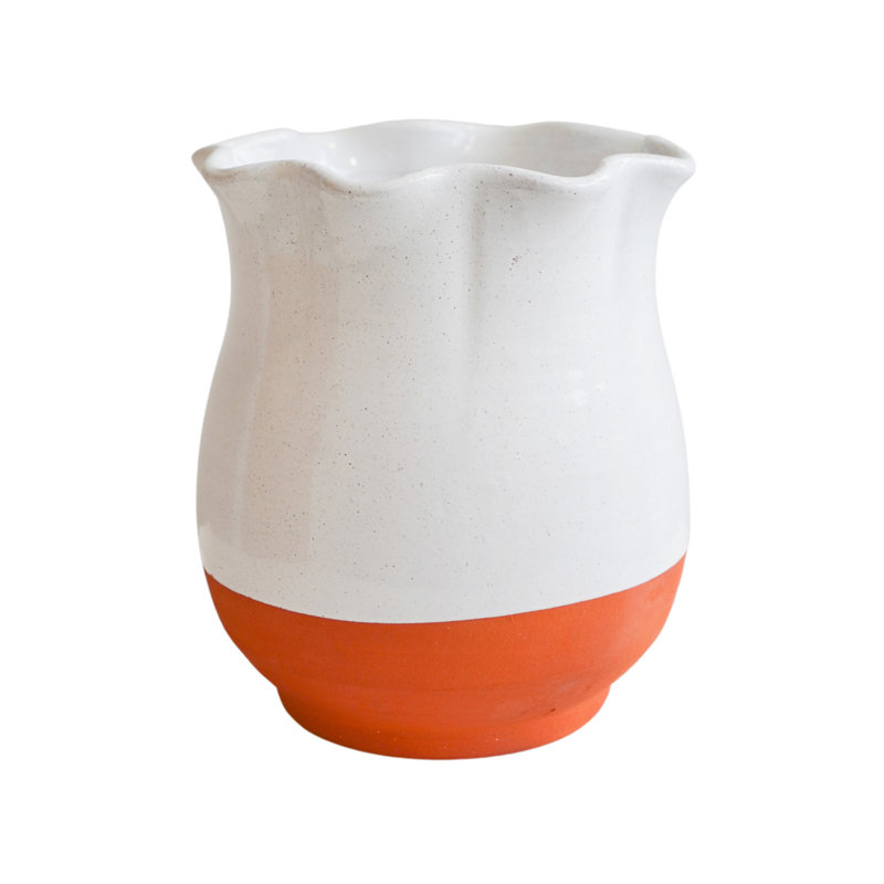 Moreton Ceramic Cachepot, Ivory, 30 cm H x 24 cm W x 24 cm D