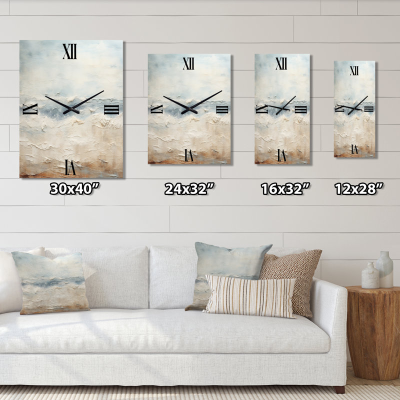 Horloge murale moderne en métal bord de mer beige et gris moderne, Petit