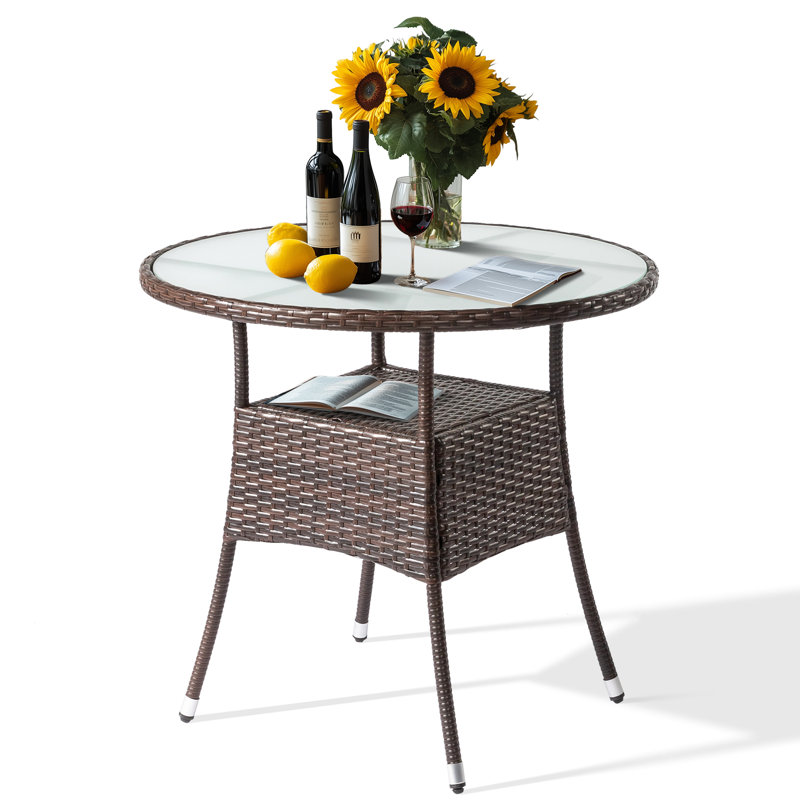 Patio Brown Wicker Round Bar Table