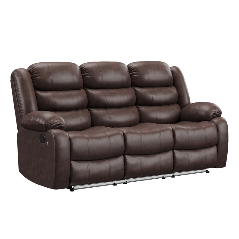 Canapé inclinable avec table rabattable et éclairage DEL, brun, Brown