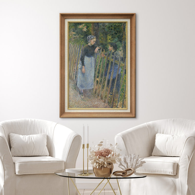 «Quiet Garden Conversation», images de personnages de campagne européenne, impression sur toile encadrée