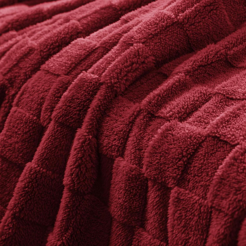 Machine Woven Heated Throw Blanket, Red