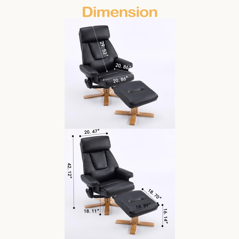 Fauteuil d'appoint pivotant chauffant à 360 ° avec massage, fauteuil avec repose-pieds, confort ergonomique pour le salon, petit canapé simple pour coin-lecture
