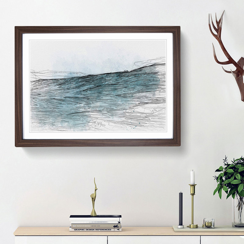 Ocean Wave in Morocco in Abstract - Picture Frame Graphic Art Print, 27cm H x 36cm W x 2cm D, Walnut Framed