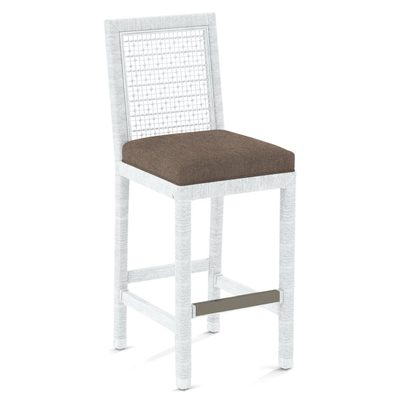 Pine Isle Bar Stool, Pewter Crypton Performance; 0822-84, Frost White