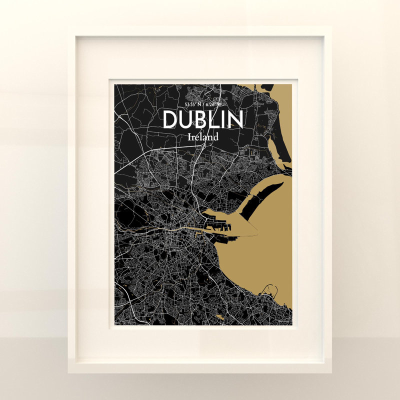 Dublin City Map In Luxe - No Frame Print, 20cm H x 16cm W x 0.05cm D