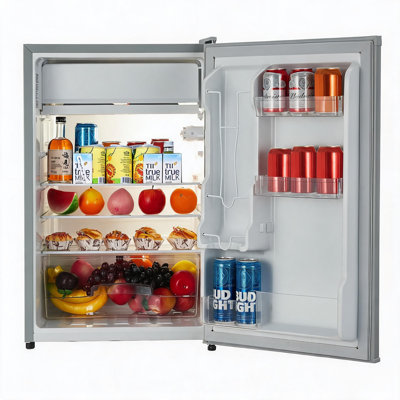 Réfrigérateur compact portatif Enjyam 4,3 pi³ avec congélateur, 2 tablettes coulissantes en verre, réfrigérateur écoénergétique et silencieux à une porte pour chambre, bureau, dortoir
